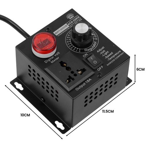 220V 4000W Variable Voltage Regulator Speed Motor Fan Control Controller UK Plug — image 3