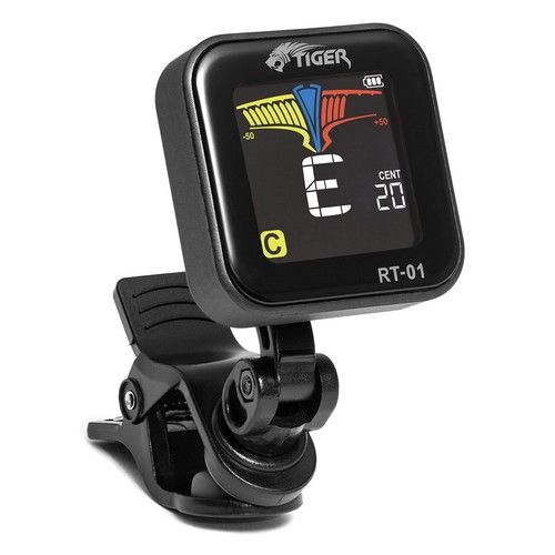 Tiger Rechargeable Clip On Chromatic Tuner For Guitar, Bass, Ukulele, Violin