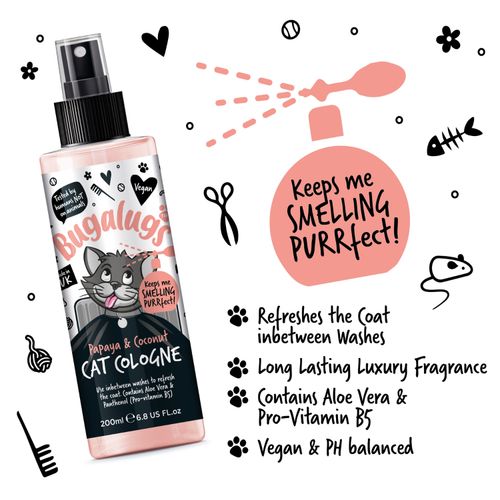 Bugalugs Cat Shampoo Conditioner Cologne 500ml 200ml Papaya Coconut Grooming Kit — image 8