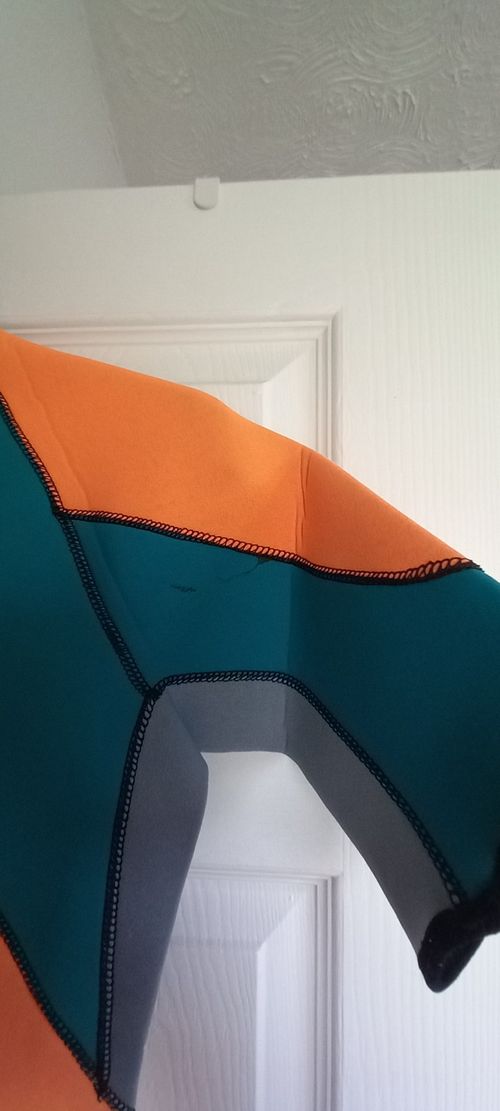 VGC Vintage Mares Tritone 3mm Shorty Wetsuit Size 3 Front Zip Teal/Orange — image 4