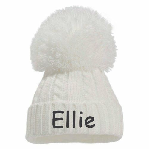 PERSONALISED Baby Pom Pom Hat Boys Girls Newborn to 6 Months 6-18 Months  — image 2