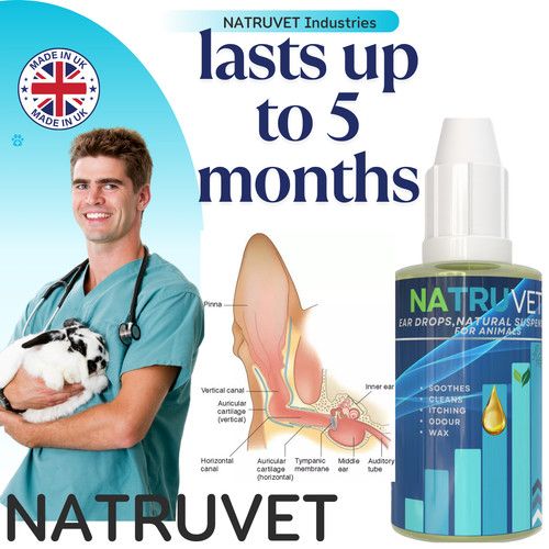 Ear Drops for Pets - Dogs, Cats, Rabbits - Mite & Canker ear cleaner