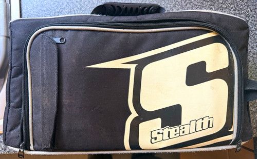 Stealth Padded Nylon mx goggle storage with Adjustable Dividers, Black/Beige