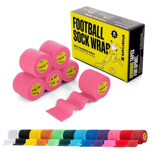 6 or 24 Rolls SPORTTAPE Self-Adhesive Football Sock Tape, Cohesive Shin Pad Tape