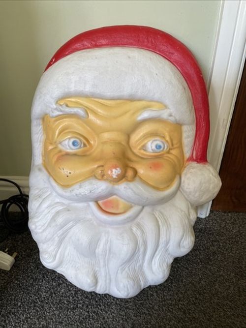 Light Up Electrical Santa Claus Face Christmas Decoration - Working