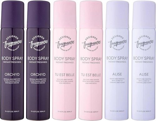 Designer Fragrances 6 Pack Bundle-Tu Est Belle,Orchyd,Alise Women’s Body Spray