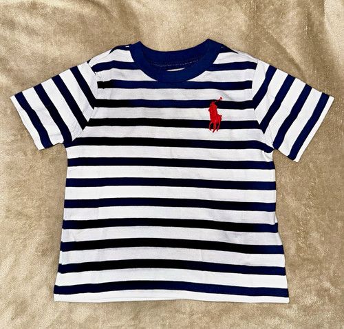 Genuine Ralph Lauren Boys 12-18M Striped T-Shirt Logo Polo in Navy & White