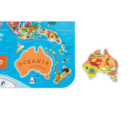 Janod Magnetic World Puzzle 92 Pieces Educational Map Kids 7-10 NEW — image 2