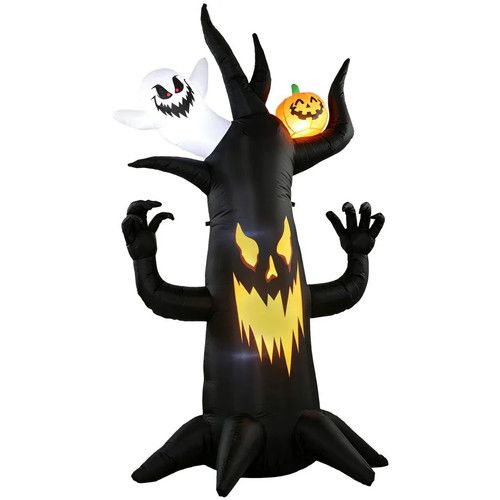 8 FT Halloween Inflatable Spooky Tree, Blow Up Decor Ghost Pumpkin GardenOutdoor