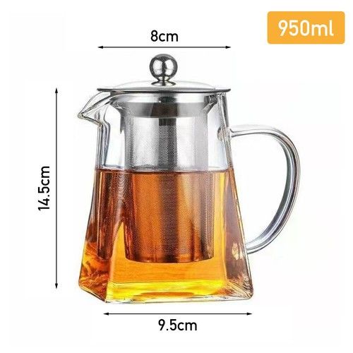 Heat Resistant Glass Tea Pot with Removable Tea Strainers for Loose Leaf Tea