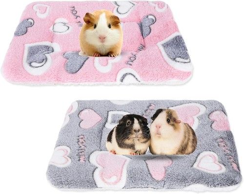 Cozy Plush Small Animal Bed Mat Washable Guinea Pig Pad 2 Pcs 35x27cm