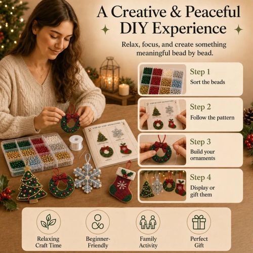 Christmas Bead Making Kit DIY Bracelet Craft Set Holiday Tree Hanging Decor — image 5