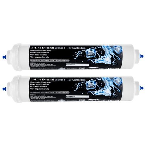 2 x In Line Fridge Water Filters Compatible with Samsung, Hisense, LG