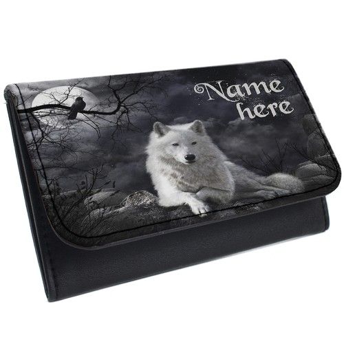 Personalised Tobacco Pouch Wolf Rolling Baccy Wallet Smoking Gift Wolves Moon