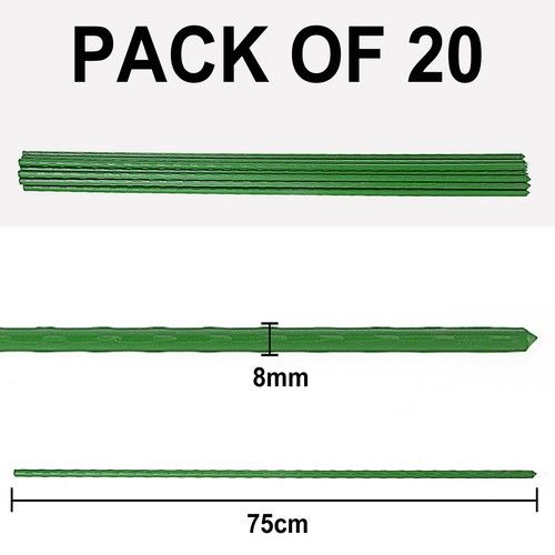 Green Garden Plant Stakes Metal Plastic Coated Climbing Support Cane Pole Sticks
