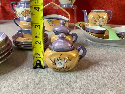 Lot of VTG 1920/30s Japanese Takito Lusterware Cherry/Plum Blossom Tea Pieces — image 12