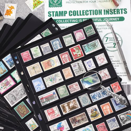 10 Sheets Double-Sided Stamp Album Pages 7 Pockets Collecting Inserts Binder — image 7