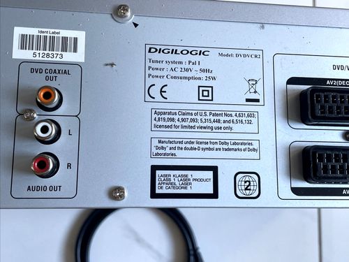 Digilogic DVDVCR2 DVD/VCR Combo Player VHS Video Cassette Recorder With Cable — image 14