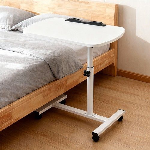 Adjustable Overbed Table Over Hospital Bed Tray with Wheels for Home Use or