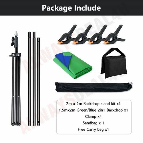 Collapsible T Shape Backdrop Stand Kit Blue Green Screen Photo Studio Background — image 12
