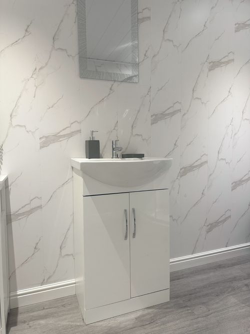 White Marble Matt Bathroom Wall Panels Shower Cladding PVC Kitchen Ceiling — image 6