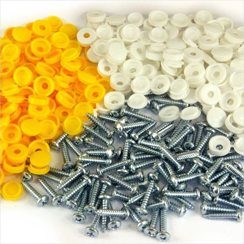 NUMBER PLATE FITTING KIT SCREWS & CAPS BLACK BLUE WHITE YELLOW MUTI LISTING — image 7