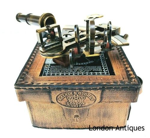 Antique Sextant & Leather Box - Vintage Navigation Instrument Collector's Piece