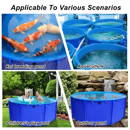 Above Ground Commercial Grade Round Heavy PVC Fish Ponds for Outside Blue — image 7