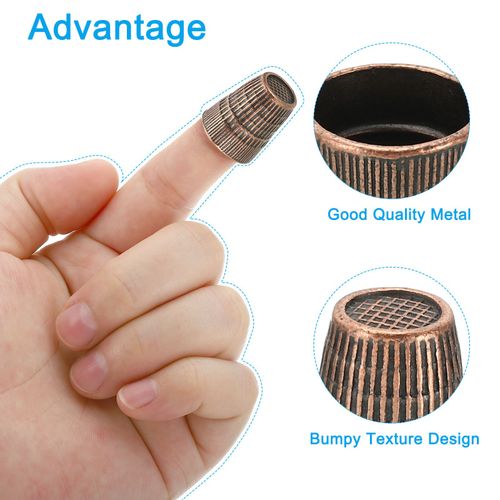 8Pcs Metal Sewing Thimbles, Sewing Thimble Finger Protector, Red Bronze — image 5