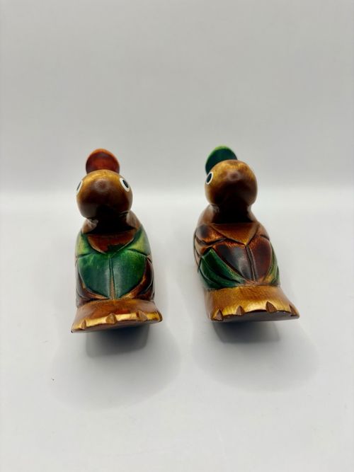 Vintage Hand Carved Wooden Mandarin Ducks Pair Chinese Wedding Symbol Love 12cm — image 7