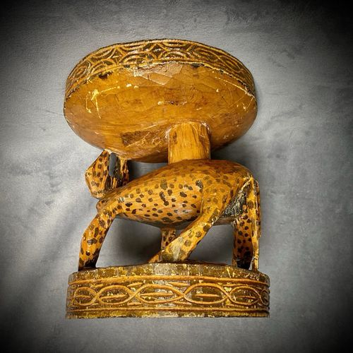 Handmade Wooden Leopard Sculpture - Stool Table - Tribal Ethnic Decor - African — image 14