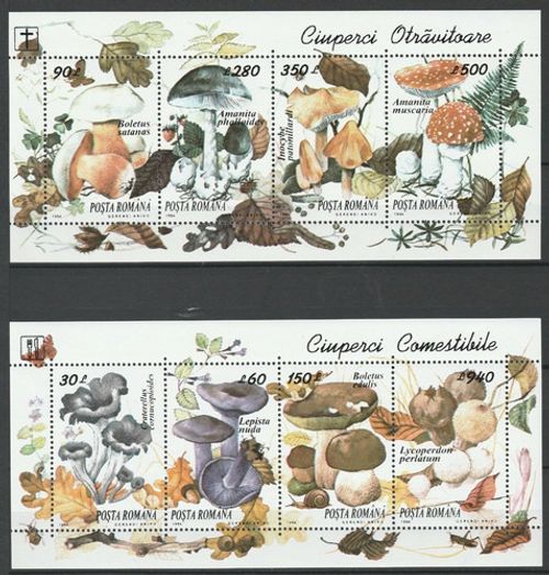 Romania 1994 Mushrooms 2 MNH sheets