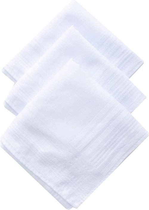 10 x Mens White Handkerchiefs Hankies Hanky Hankerchiefs Cloths cotton — image 1