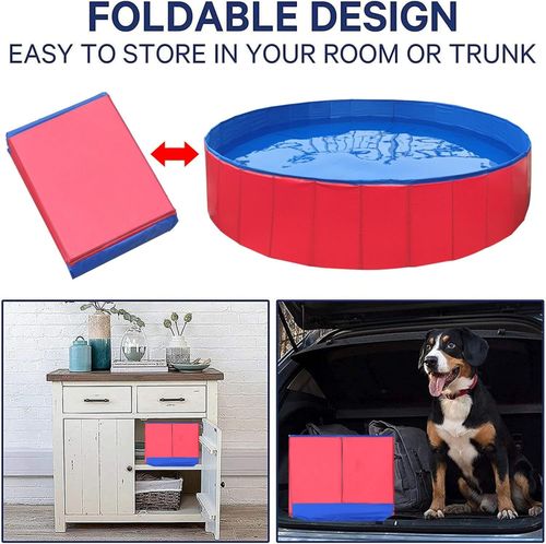 Dog Pool Pet Bath Tub With Drain Valve Swimming Pool Foldable Portable Durable — image 4