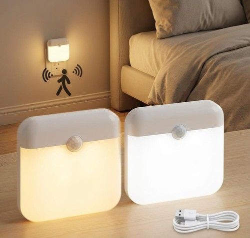 LED Motion Sensor Night Light, Stick-On 7 cm x 7 x 1.5 cm, White