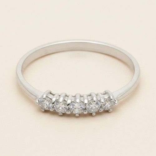 Handmade Sterling Silver Ring With 5 Cubic Zirconia Hallmarked 925 Nickel Free
