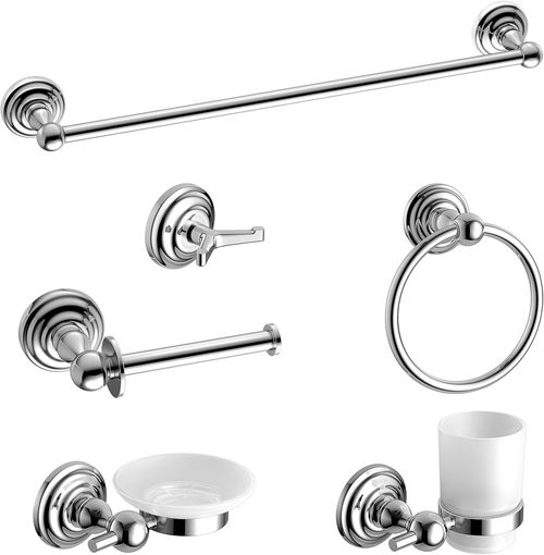 Bathroom Accessories 6 Piece Soap Dispenser Toilet Toothbrush Holder Set — image 1