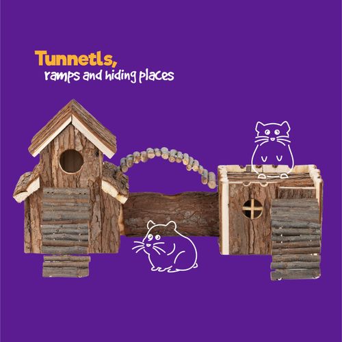 PETLICITY Wooden Hamster Climbing House with Tunnels — image 3