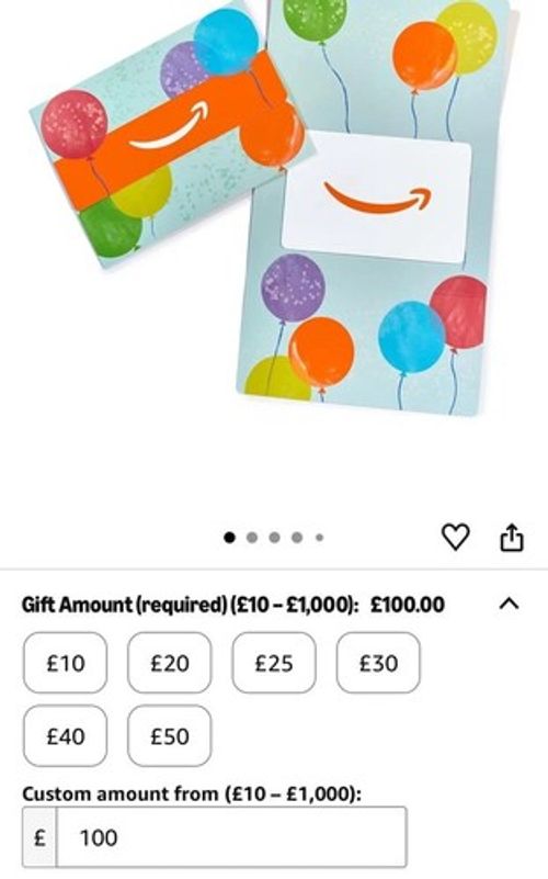 Amazon UK Gift Voucher £100 Physical Card