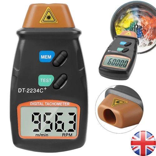 Digital Tachometer Non Contact Laser Photo RPM Tach Meter Motor Speed Gauge