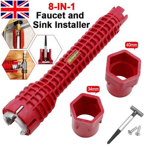 8 in1 Multifunction Faucet Wrench Water Pipe Tap Spanner Bath Sink Installer UK