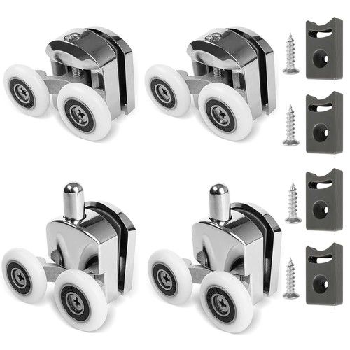 4/8x Shower Door Rollers Wheels Runners for Curved Door Top & Bottom Replacement