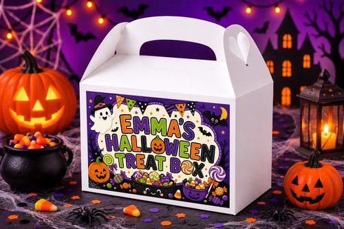 Personalised Halloween Treat Box Kids Trick or Treat Sweets Gift Party Favour