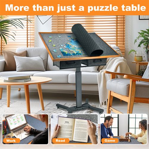 1500Pcs Jigsaw Puzzle Table Storage Board 2-Drawer & 4-Level Adjustable Tilting — image 13