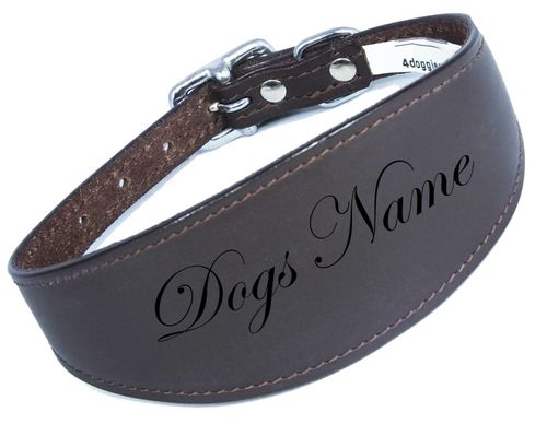 Personalized Greyhound Whippet Collar Leather Dog Collar Padded Backing NAME — image 1