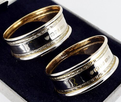 Boxed Sterling Silver Napkin Rings - Vintage Matching Pair - HM London 1989 VGC