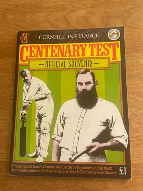 England v Australia Centenary Test Match Programme , Lords Aug 28-2 Sept 1980
