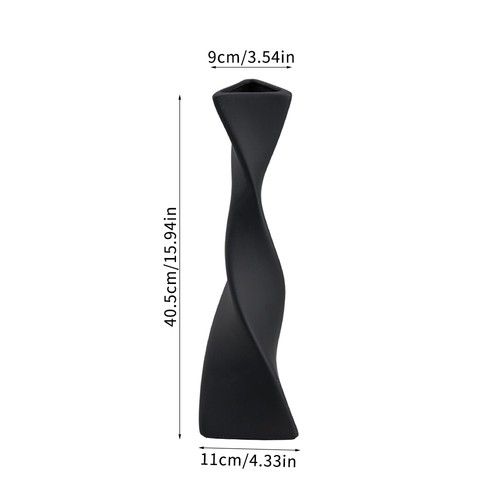 40cm Slim Creative Beautiful Twisted Black/White Ceramic Vase Slender Elegant UK