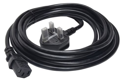 Black IEC Mains Power Lead Cord - UK Plug 10A C13 Cable For Electrical Items 1m — image 1
