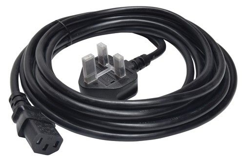 Black IEC Mains Power Lead Cord - UK Plug 10A C13 Cable For Electrical Items 1m